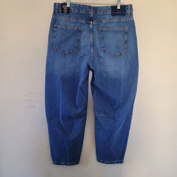Womens High Rise Barrel Baggy Ankle Jeans Size 12 Blue Balloon 100% Cotton Nwt - Picture 9 of 9